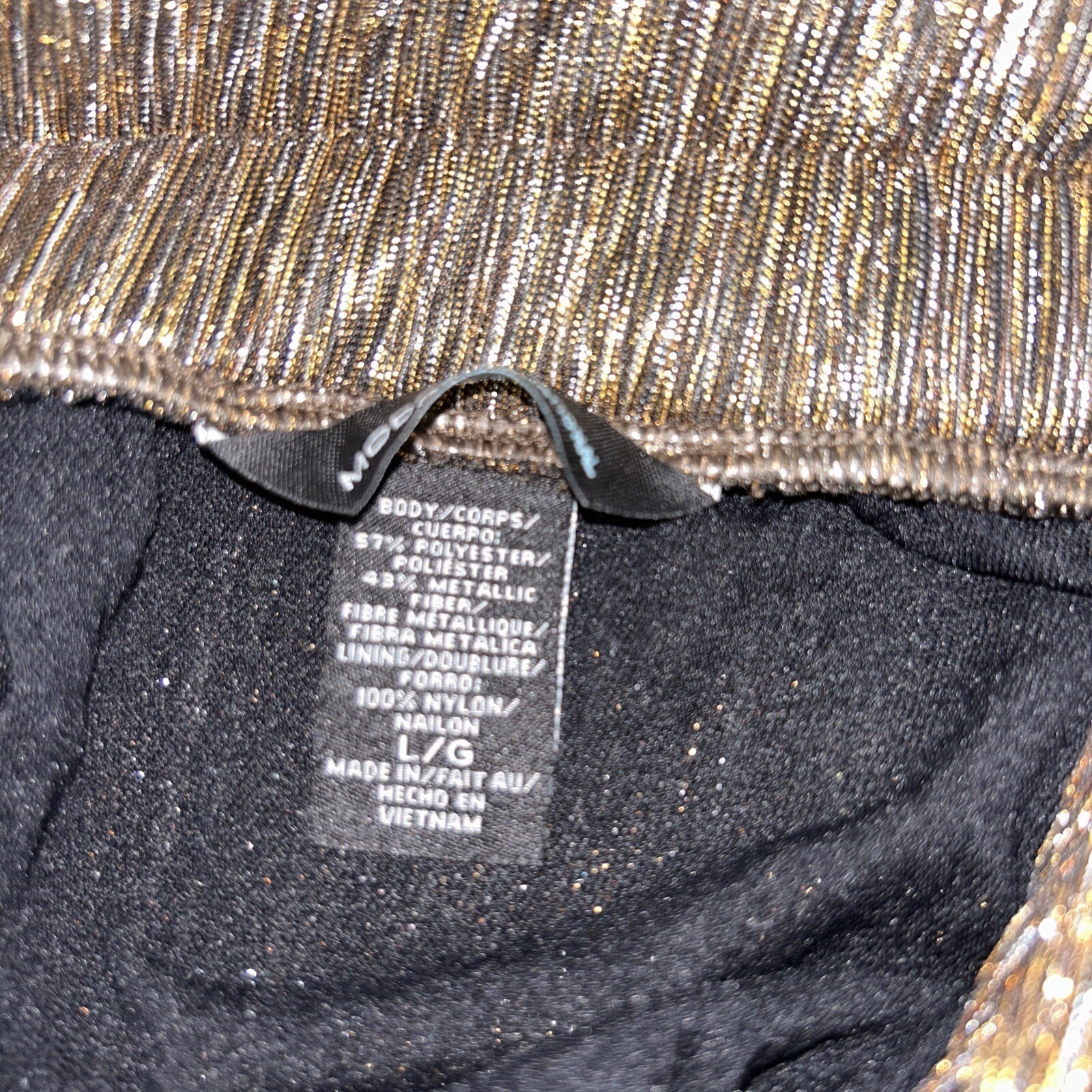 Moda Dress Large Black Metallic Texture Deep V Lined Elastic Waist Sexy Party — image 3 of 4